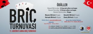 Atatürk’ü Anma Briç Turnuvası 4 Aralık’ta Kartal’da Yapılacak