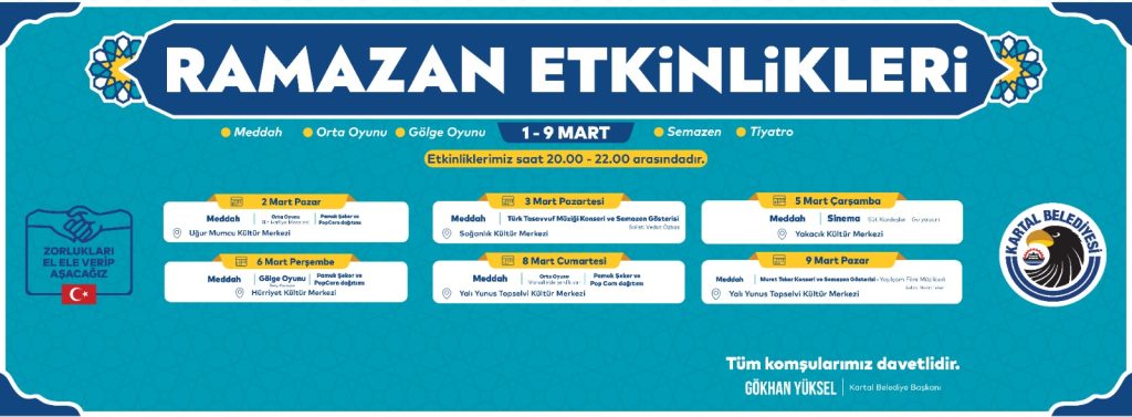 Kartal Belediyesi’nin Geleneksel Ramazan Etkinlikleri 2 Mart Pazar Günü Başlıyor