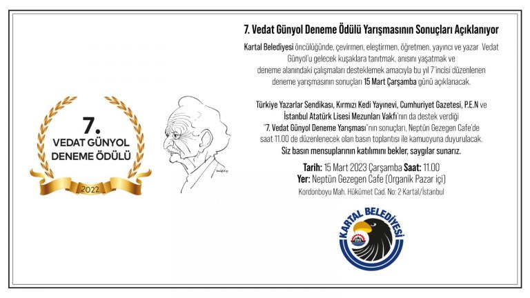 <strong>7. Vedat Günyol Deneme Ödülü Yarışmasının Sonuçları Açıklanıyor</strong>